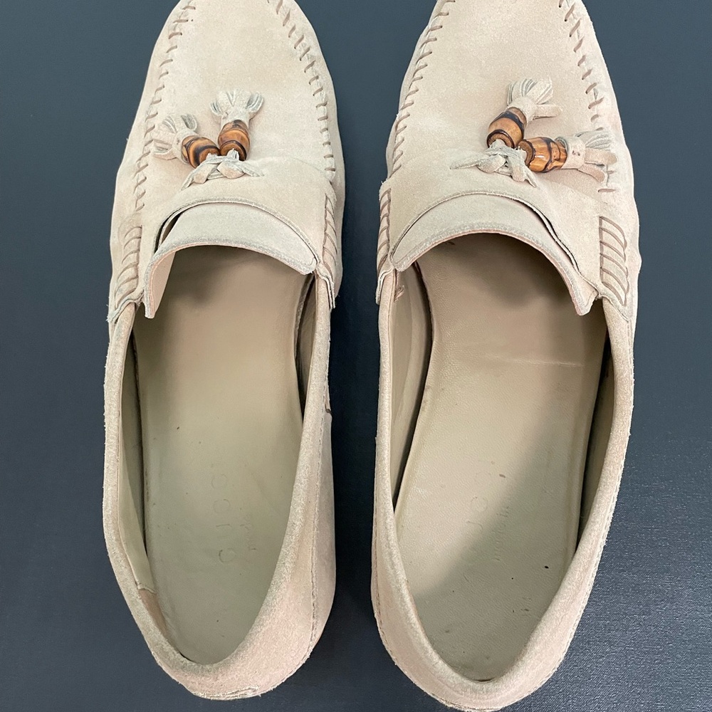 Gucci suede bamboo tassel driving loafers shoes sz 10 men’s - Picture 11 of 16